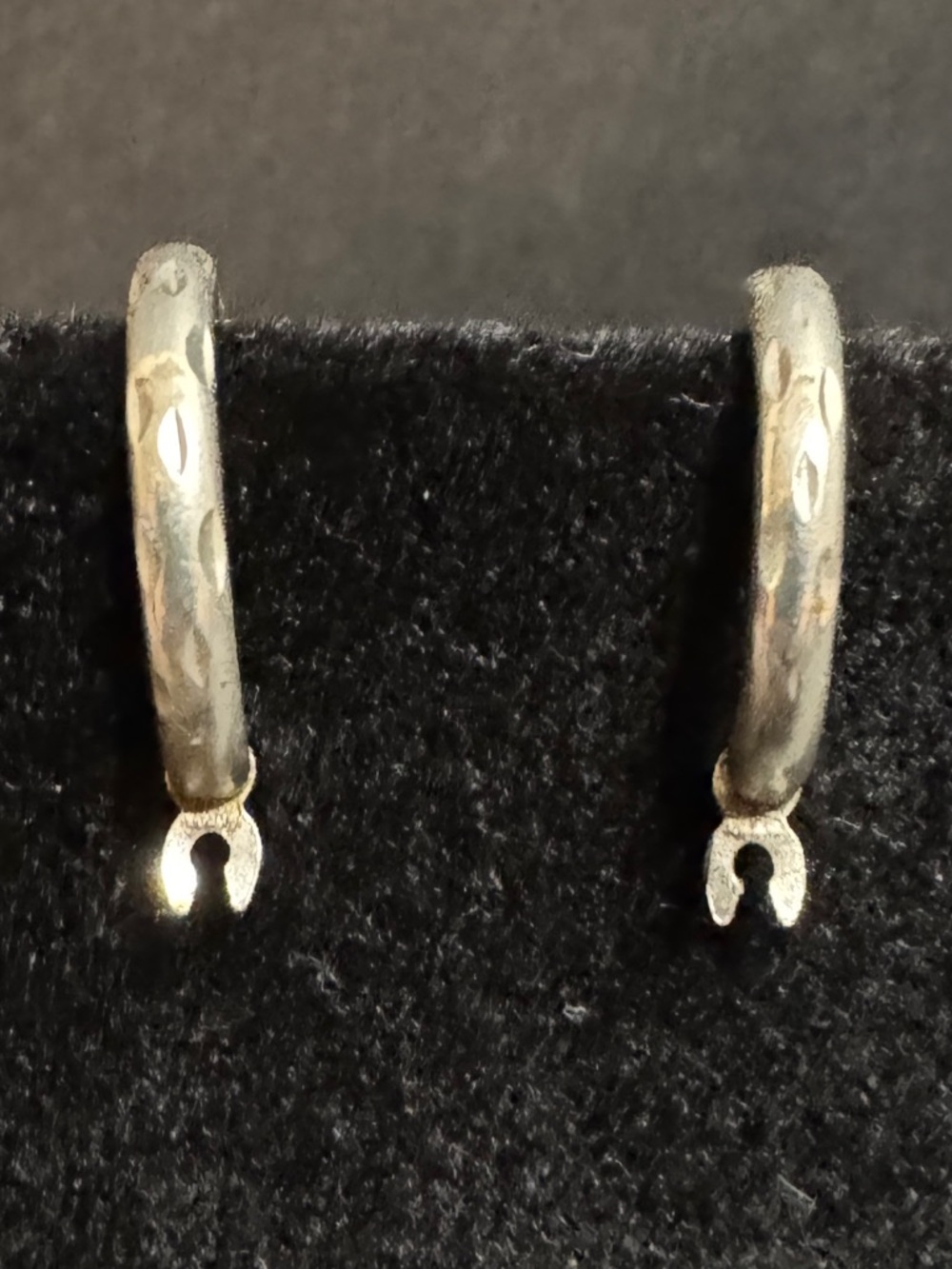 Sterling Silver Textured Hoop Earrings- Small Hoop